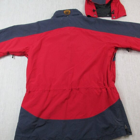 Ariat Jacket Mens Medium Red Windbreaker Lined Detachable Hooded Snap Inside Zip - Picture 3 of 15